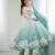  printed organza silk blend flared anarkali pant and dupatta set