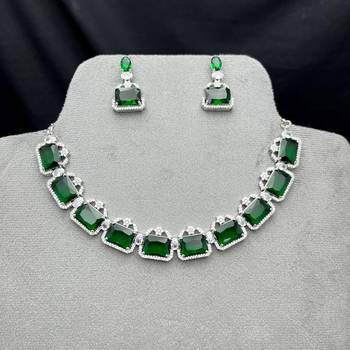 emerald green bridal jewellery set, silver rhinestone necklace earrings, wedding statement set 5