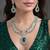 emerald green zircon necklace set  silver plated rani haar, bridal statement jewellery