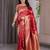 Red elegant zari woven banarasi silk sarees with attached blouse