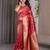 Red elegant zari woven banarasi silk sarees with attached blouse