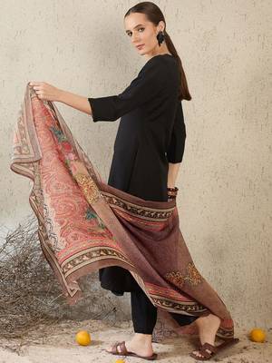 V-Neck A-Line Kurta With Trousers & Dupatta 3