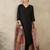 V-Neck A-Line Kurta With Trousers & Dupatta