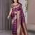 Wine elegant zari woven banarasi silk sarees with attached blouse