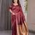 Maroon elegant zari woven banarasi silk sarees with attached blouse