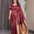 Maroon elegant zari woven banarasi silk sarees with attached blouse