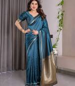 Rama elegant zari woven banarasi silk sarees with attached blouse