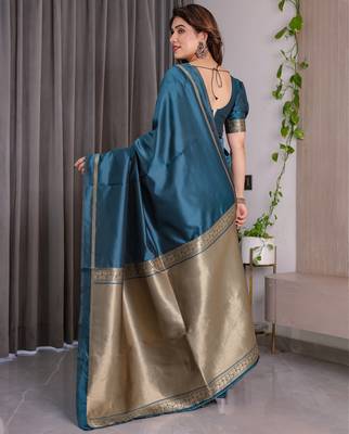 Rama elegant zari woven banarasi silk sarees with attached blouse 3