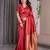Red elegant zari woven banarasi silk sarees with attached blouse