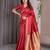 Red elegant zari woven banarasi silk sarees with attached blouse