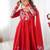  floral printed organza silk blend flared anarkali pant and dupatta set