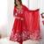  floral printed organza silk blend flared anarkali pant and dupatta set