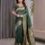 Green elegant zari woven banarasi silk sarees with attached blouse