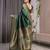 Green elegant zari woven banarasi silk sarees with attached blouse
