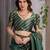Green elegant zari woven banarasi silk sarees with attached blouse