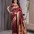 Maroon elegant zari woven banarasi silk sarees with attached blouse