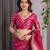 Pink elegant zari woven banarasi silk sarees with attached blouse