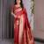 Red elegant zari woven banarasi silk sarees with attached blouse