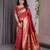 Red elegant zari woven banarasi silk sarees with attached blouse