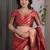 Red elegant zari woven banarasi silk sarees with attached blouse