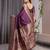 Wine elegant zari woven banarasi silk sarees with attached blouse