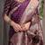 Wine elegant zari woven banarasi silk sarees with attached blouse