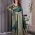 Green elegant zari woven banarasi silk sarees with attached blouse