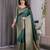 Green elegant zari woven banarasi silk sarees with attached blouse