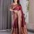 Maroon elegant zari woven banarasi silk sarees with attached blouse