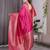 Pink elegant zari woven banarasi silk sarees with attached blouse