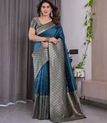 Rama elegant zari woven banarasi silk sarees with attached blouse