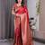 Red elegant zari woven banarasi silk sarees with attached blouse