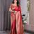 Red elegant zari woven banarasi silk sarees with attached blouse