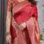 Red elegant zari woven banarasi silk sarees with attached blouse
