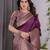 Wine elegant zari woven banarasi silk sarees with attached blouse
