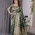 Green elegant zari woven banarasi silk sarees with attached blouse