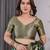 Green elegant zari woven banarasi silk sarees with attached blouse