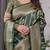 Green elegant zari woven banarasi silk sarees with attached blouse