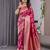 Pink elegant zari woven banarasi silk sarees with attached blouse