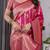 Pink elegant zari woven banarasi silk sarees with attached blouse
