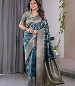 Rama elegant zari woven banarasi silk sarees with attached blouse
