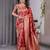 Red elegant zari woven banarasi silk sarees with attached blouse