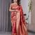 Red elegant zari woven banarasi silk sarees with attached blouse