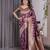 Wine elegant zari woven banarasi silk sarees with attached blouse