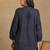 Women navy blue floral embroidered chikankari pleats front slit a-line kurtis