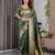 Green elegant zari woven banarasi silk sarees with attached blouse