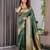 Green elegant zari woven banarasi silk sarees with attached blouse
