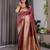 Maroon elegant zari woven banarasi silk sarees with attached blouse