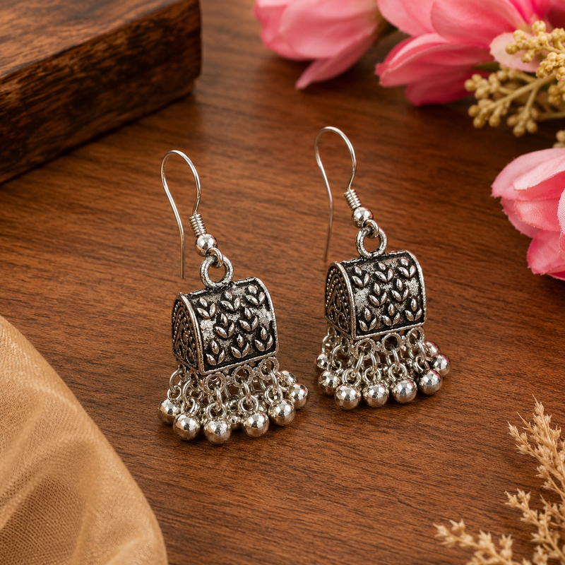 Oxidised silver jhumki combo1 of 2 earrings
