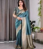 Rama elegant zari woven banarasi silk sarees with attached blouse